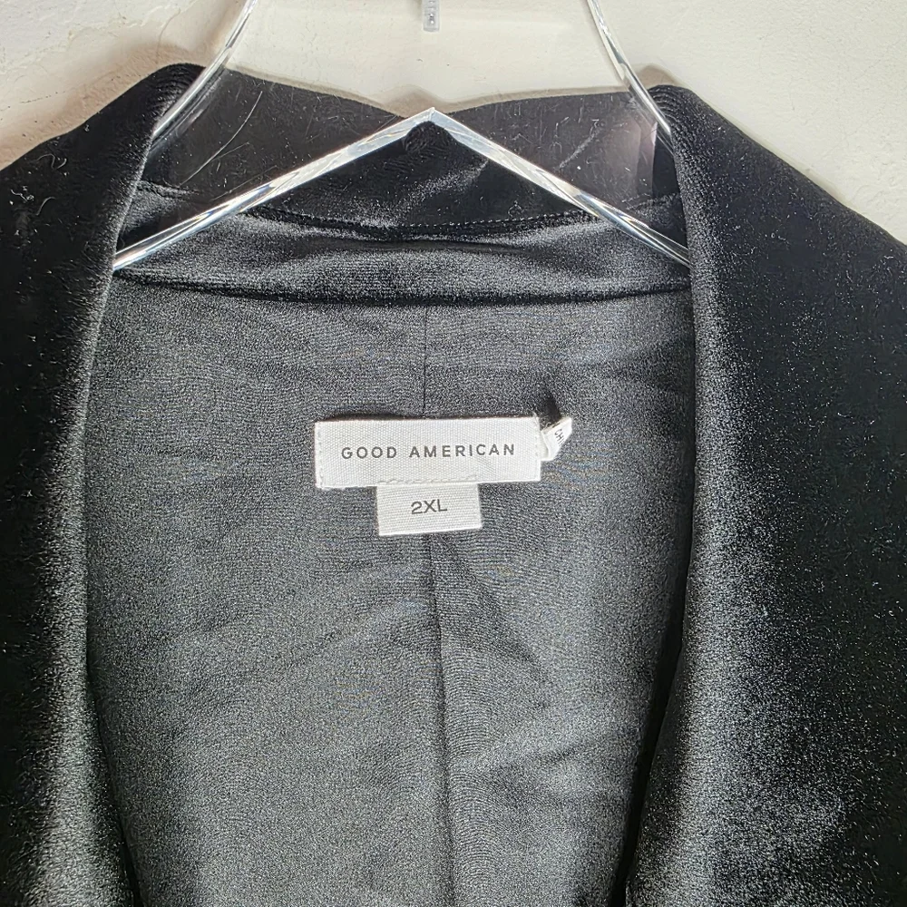 Good American Exec Double-breasted Velvet Mini Dress In Black Tuxedo dress 2X - Picture 7 of 11